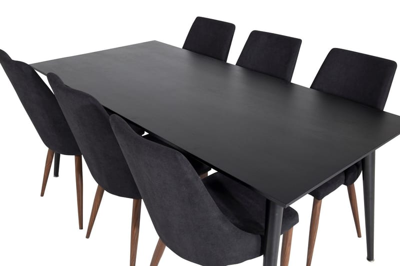 Rektangulär matgrupp Venture Home Svart Svart 6st - Møbler - Bord - Spisegrupper