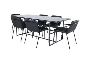 Rektangulär matgrupp Venture Home Svart Svart 6st - Møbler - Bord - Spisegrupper