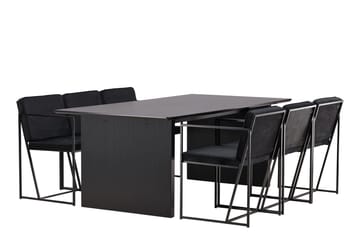 Rektangulär matgrupp Venture Home Svart Svart 6st - Møbler - Bord - Spisegrupper