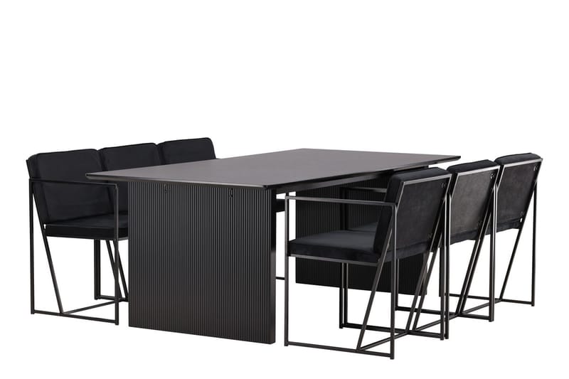 Rektangulär matgrupp Venture Home Svart Svart 6st - Møbler - Bord - Spisegrupper