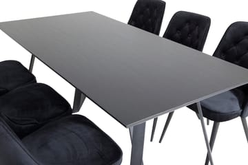 Rektangulär matgrupp Venture Home Svart Svart 6st - Møbler - Bord - Spisegrupper