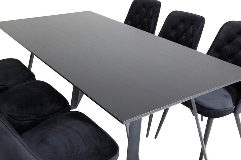 Rektangulär matgrupp Venture Home Svart Svart 6st - Møbler - Bord - Spisegrupper