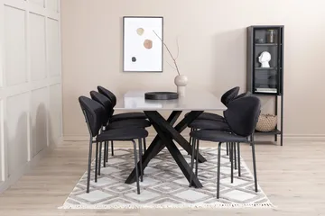 Rektangulär matgrupp Venture Home Svart Svart 6st - Møbler - Bord - Spisegrupper
