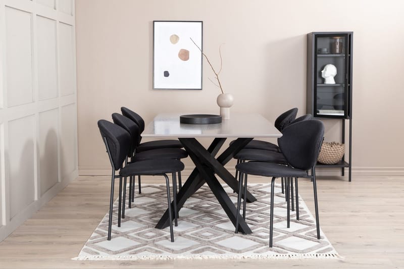 Rektangulär matgrupp Venture Home Svart Svart 6st - Møbler - Bord - Spisegrupper