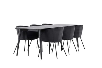 Rektangulär matgrupp Venture Home Svart Svart 6st - Møbler - Bord - Spisegrupper