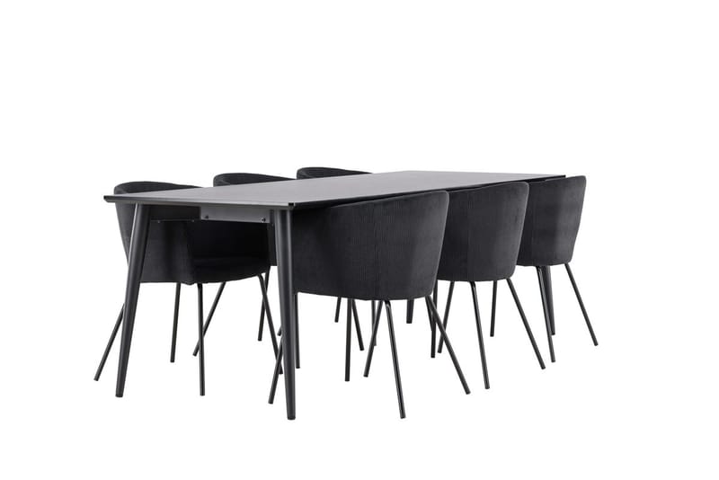 Rektangulär matgrupp Venture Home Svart Svart 6st - Møbler - Bord - Spisegrupper