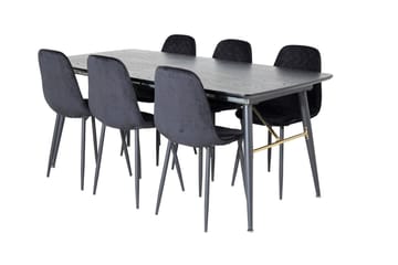 Rektangulär matgrupp Venture Home Svart Svart 6st - Møbler - Bord - Spisegrupper