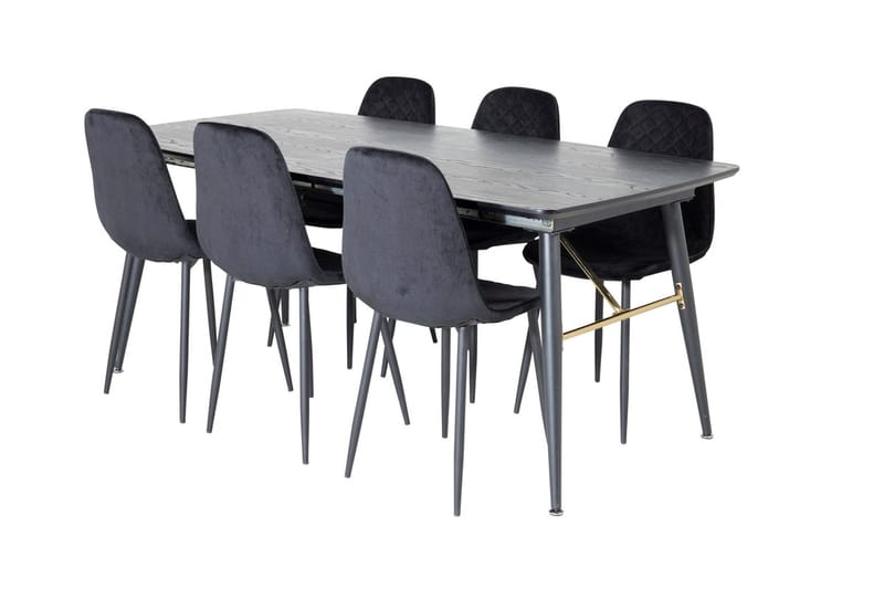 Rektangulär matgrupp Venture Home Svart Svart 6st - Møbler - Bord - Spisegrupper