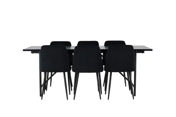 Rektangulär matgrupp Venture Home Svart Svart 6st - Møbler - Bord - Spisegrupper