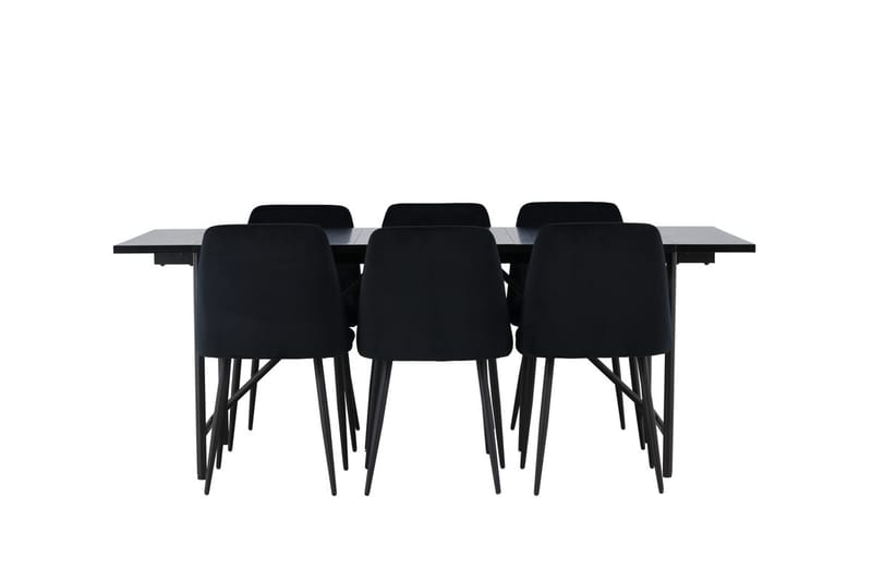 Rektangulär matgrupp Venture Home Svart Svart 6st - Møbler - Bord - Spisegrupper