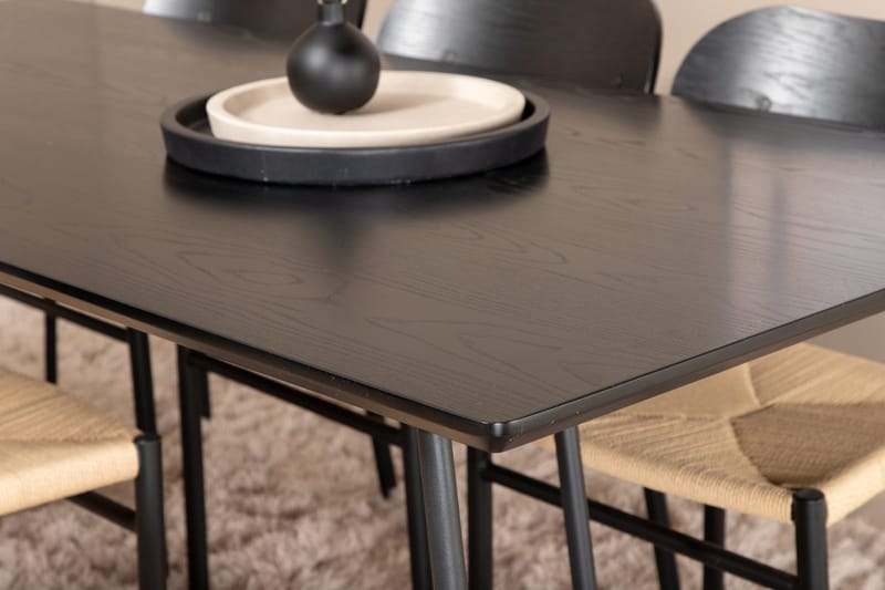 Rektangulär matgrupp Venture Home Svart Svart 6st - Møbler - Bord - Spisegrupper