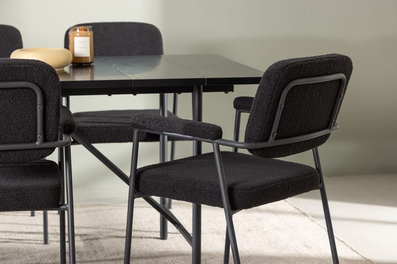 Rektangulär matgrupp Venture Home Svart Svart 6st - Møbler - Bord - Spisegrupper