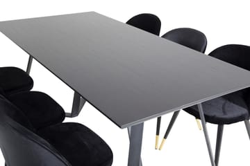 Rektangulär matgrupp Venture Home Svart Svart 6st - Møbler - Bord - Spisegrupper