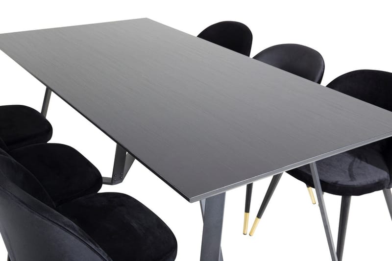 Rektangulär matgrupp Venture Home Svart Svart 6st - Møbler - Bord - Spisegrupper