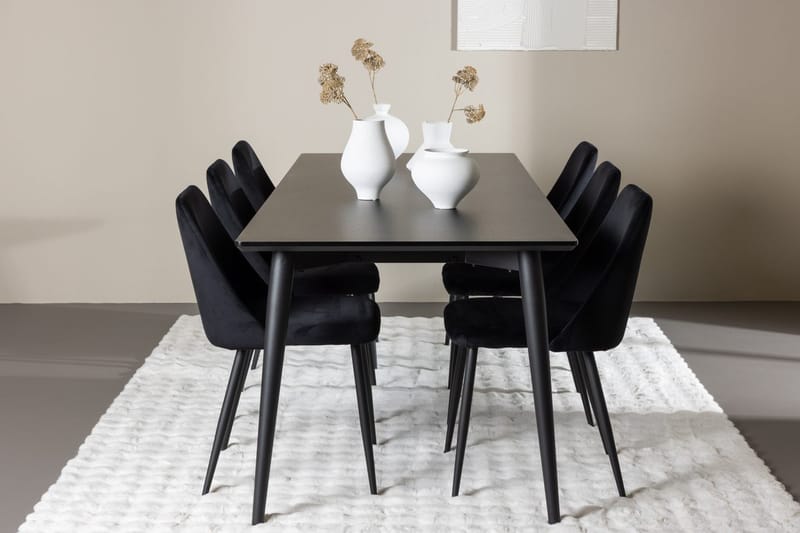 Rektangulär matgrupp Venture Home Svart Svart 6st