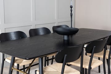 Rektangulär matgrupp Venture Home Svart Svart 6st - Møbler - Bord - Spisegrupper