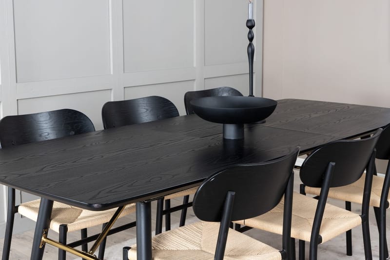 Rektangulär matgrupp Venture Home Svart Svart 6st - Møbler - Bord - Spisegrupper