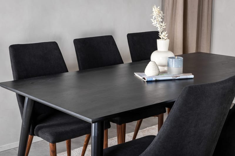 Rektangulär matgrupp Venture Home Svart Svart 6st - Møbler - Bord - Spisegrupper
