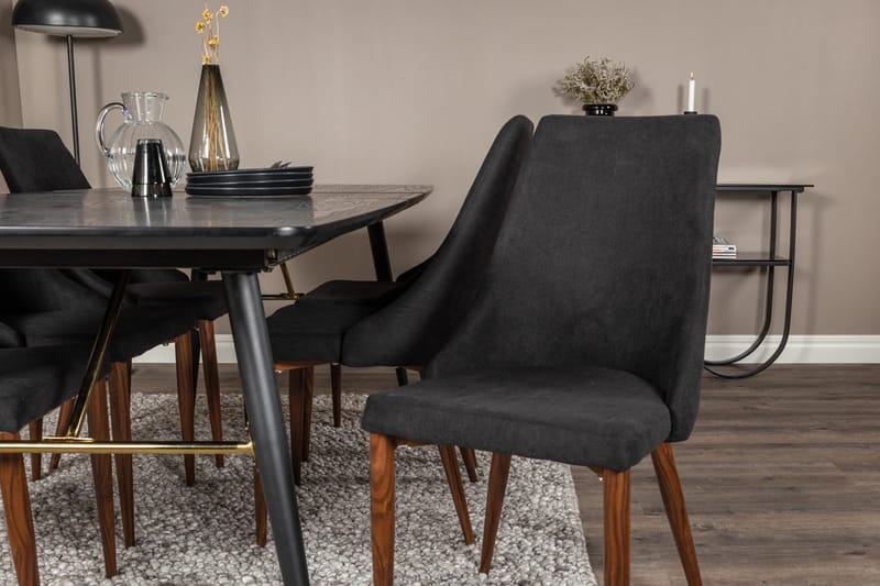 Rektangulär matgrupp Venture Home Svart Svart 6st - Møbler - Bord - Spisegrupper