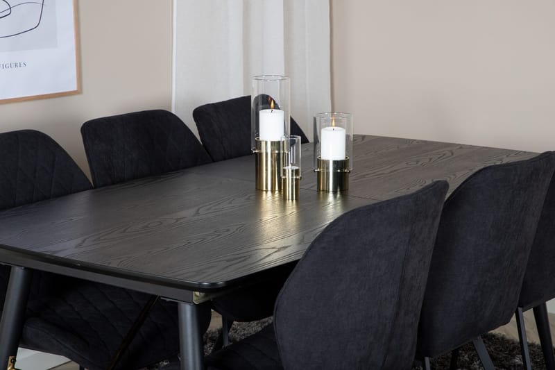 Rektangulär matgrupp Venture Home Svart Svart 6st - Møbler - Bord - Spisegrupper