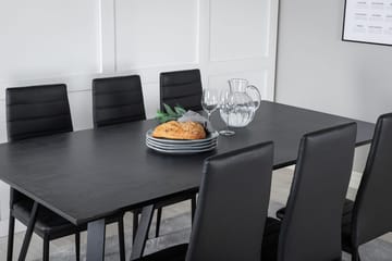 Rektangulär matgrupp Venture Home Svart Svart 6st - Møbler - Bord - Spisegrupper