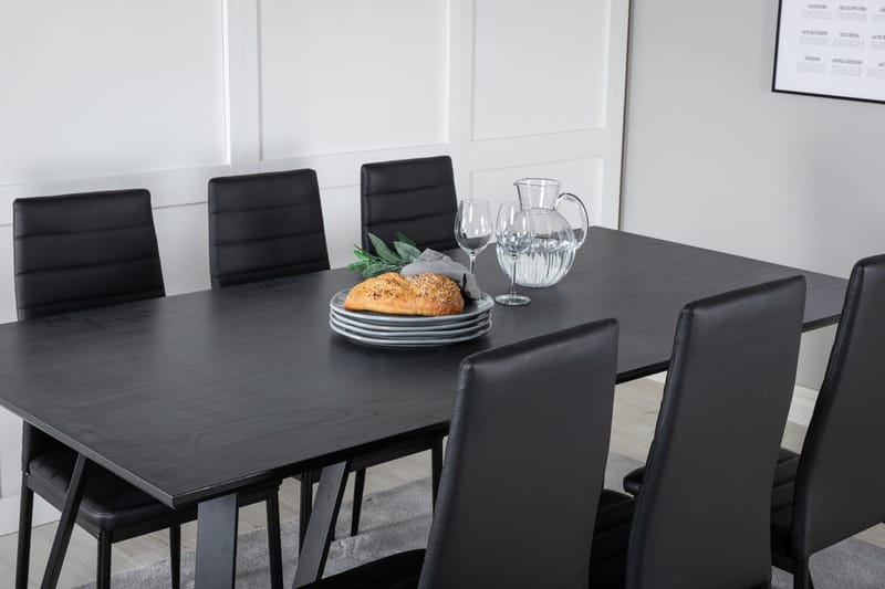 Rektangulär matgrupp Venture Home Svart Svart 6st - Møbler - Bord - Spisegrupper