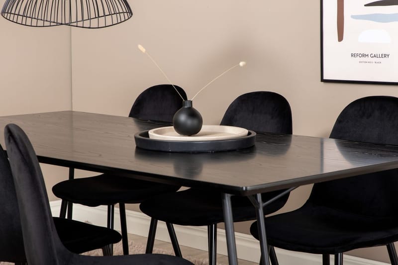 Rektangulär matgrupp Venture Home Svart Svart 6st - Møbler - Bord - Spisegrupper