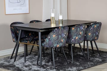 Rektangulär matgrupp Venture Home Svart Svart 6st - Møbler - Bord - Spisegrupper