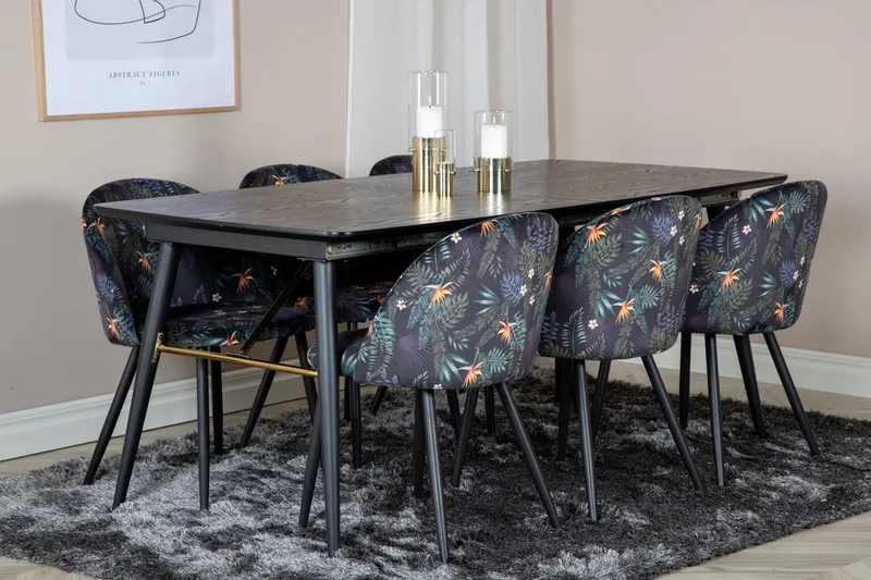 Rektangulär matgrupp Venture Home Svart Svart 6st