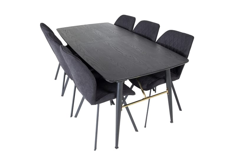 Rektangulär matgrupp Venture Home Svart Svart 6st - Møbler - Bord - Spisegrupper