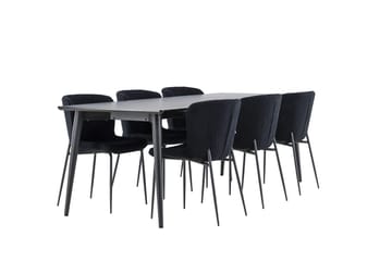 Rektangulär matgrupp Venture Home Svart Svart 6st - Møbler - Bord - Spisegrupper