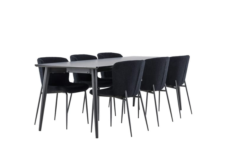 Rektangulär matgrupp Venture Home Svart Svart 6st - Møbler - Bord - Spisegrupper