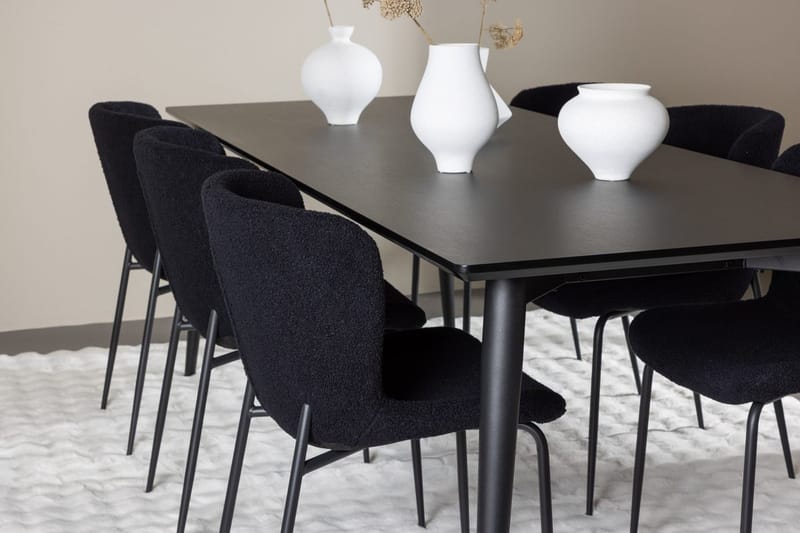 Rektangulär matgrupp Venture Home Svart Svart 6st - Møbler - Bord - Spisegrupper