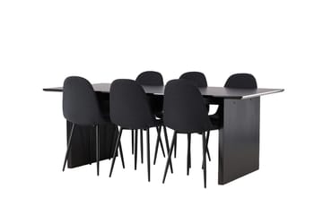 Rektangulär matgrupp Venture Home Svart Svart 6st - Møbler - Bord - Spisegrupper