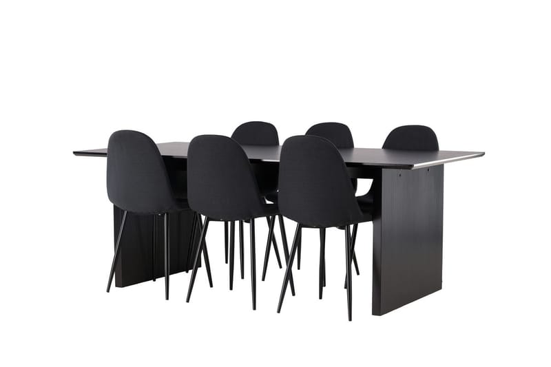 Rektangulär matgrupp Venture Home Svart Svart 6st - Møbler - Bord - Spisegrupper