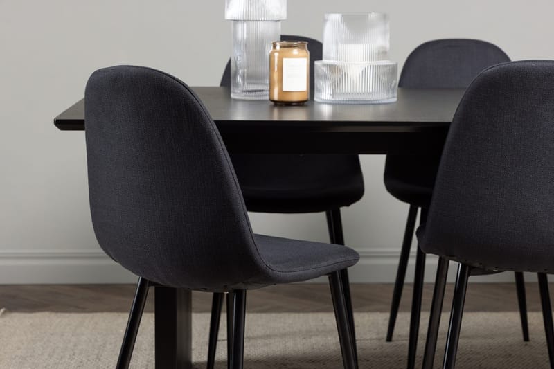 Rektangulär matgrupp Venture Home Svart Svart 6st - Møbler - Bord - Spisegrupper
