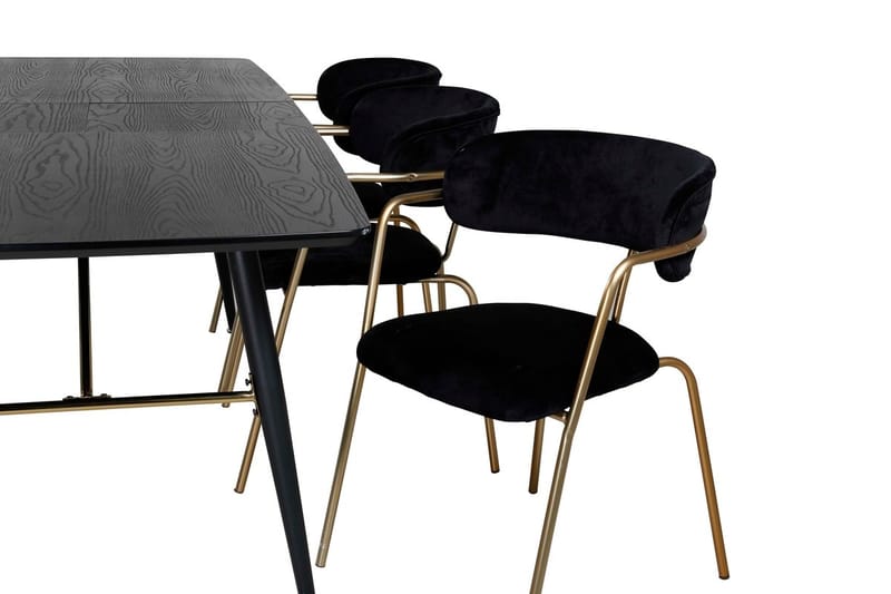 Rektangulär matgrupp Venture Home Svart Svart 6st - Møbler - Bord - Spisegrupper
