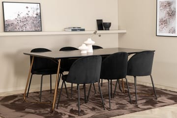 Rektangulär matgrupp Venture Home Svart Svart 6st - Møbler - Bord - Spisegrupper