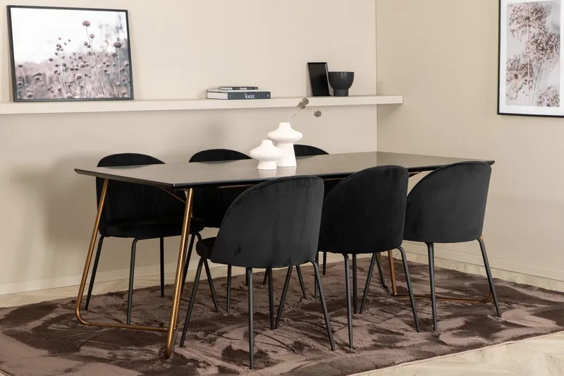Rektangulär matgrupp Venture Home Svart Svart 6st