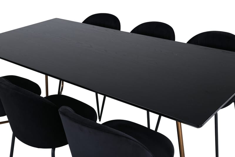 Rektangulär matgrupp Venture Home Svart Svart 6st - Møbler - Bord - Spisegrupper