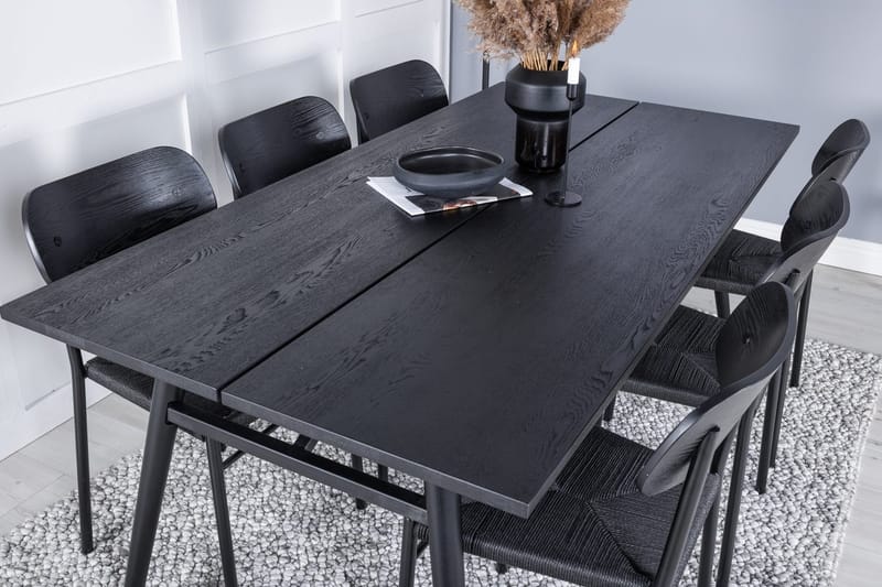 Rektangulär matgrupp Venture Home Svart Svart 6st - Møbler - Bord - Spisegrupper