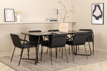 Rektangulär matgrupp Venture Home Svart Svart 6st - Møbler - Bord - Spisegrupper