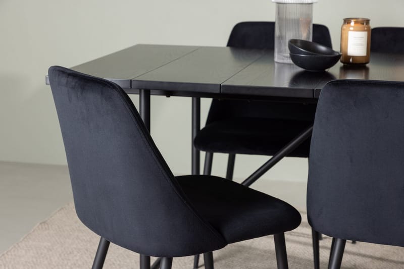 Rektangulär matgrupp Venture Home Svart Svart 6st - Møbler - Bord - Spisegrupper