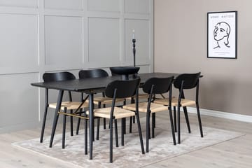 Rektangulär matgrupp Venture Home Svart Svart 6st - Møbler - Bord - Spisegrupper