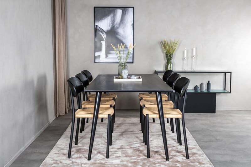 Rektangulär matgrupp Venture Home Svart Svart 6st - Møbler - Bord - Spisegrupper