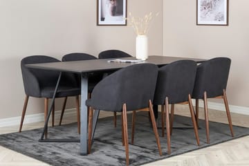 Rektangulär matgrupp Venture Home Svart Svart 6st - Møbler - Bord - Spisegrupper