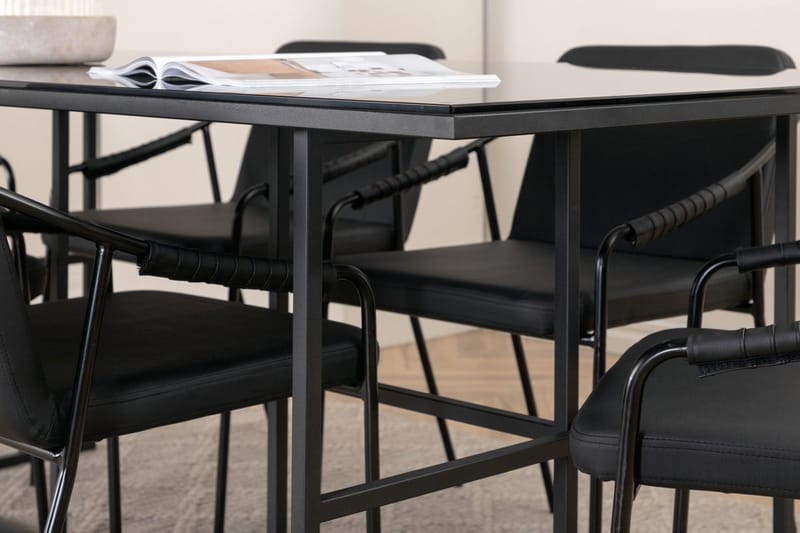 Rektangulär matgrupp Venture Home Svart Svart 6st - Møbler - Bord - Spisegrupper