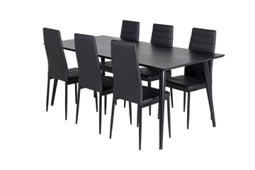 Rektangulär matgrupp Venture Home Svart Svart 6st - Møbler - Bord - Spisegrupper