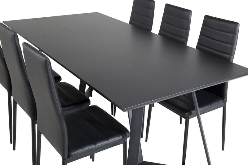 Rektangulär matgrupp Venture Home Svart Svart 6st - Møbler - Bord - Spisegrupper