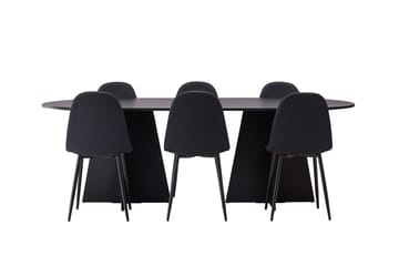 Rektangulär matgrupp Venture Home Svart Svart 6st - Møbler - Bord - Spisegrupper